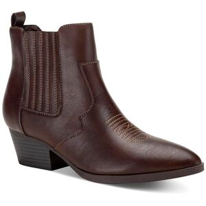 Sun + Stone Womens Brown Goring Grangerr Pointed Toe Block Heel Booties